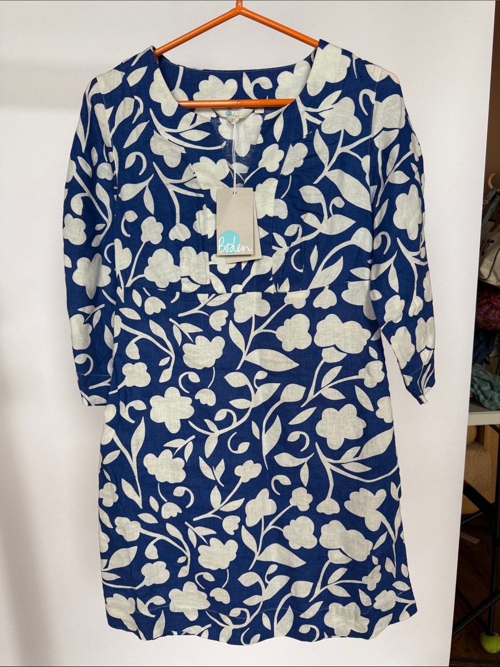 Boden Blue and white Floral Shift Dress